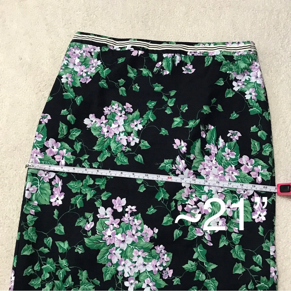 Talbots Navy Pencil Skirt with Green and Lilac Floral Print - Picture 8 of 15